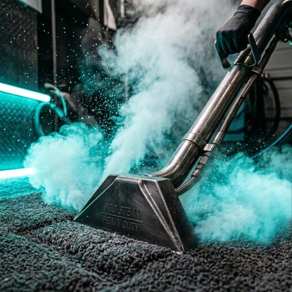 Industrial-grade deep extraction removing embedded pollutants from a luxury Glasgow carpet