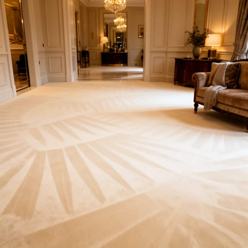 Freshly cleaned carpet with professional grooming lines and a rapid-dry finish in Glasgow