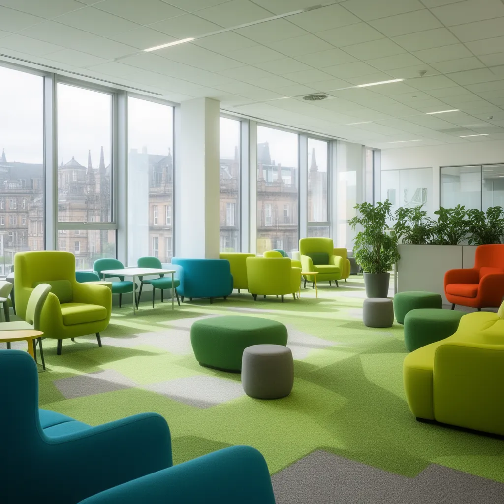 Low-moisture encapsulation cleaning of a high-traffic office breakout area in Glasgow